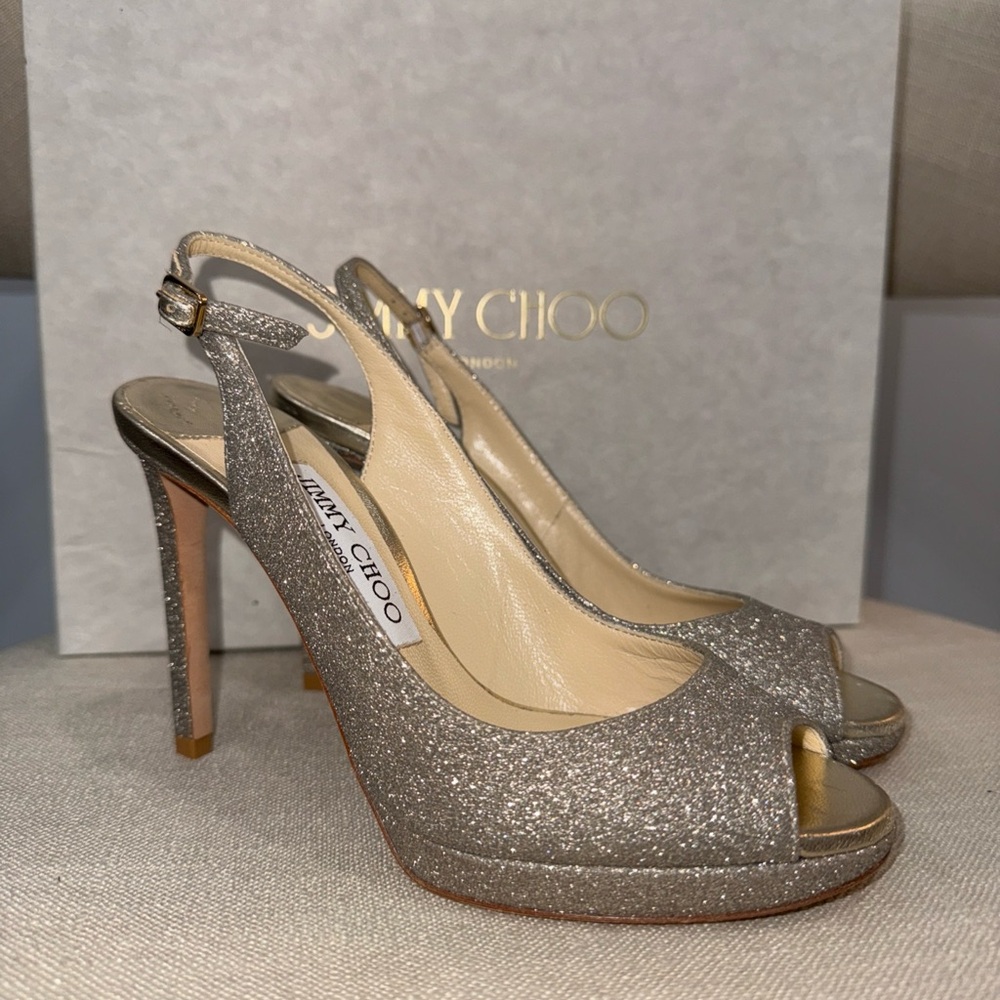 Jimmy Choo Nova 100 MM Platinum Ice Heels